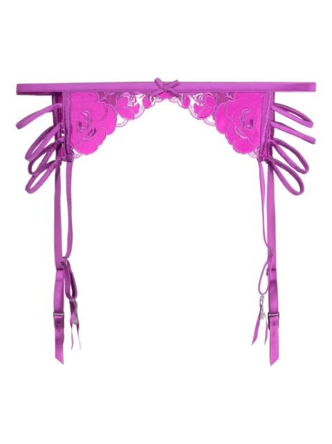 Fleur Du Mal Rose logo-embroidered garter belt