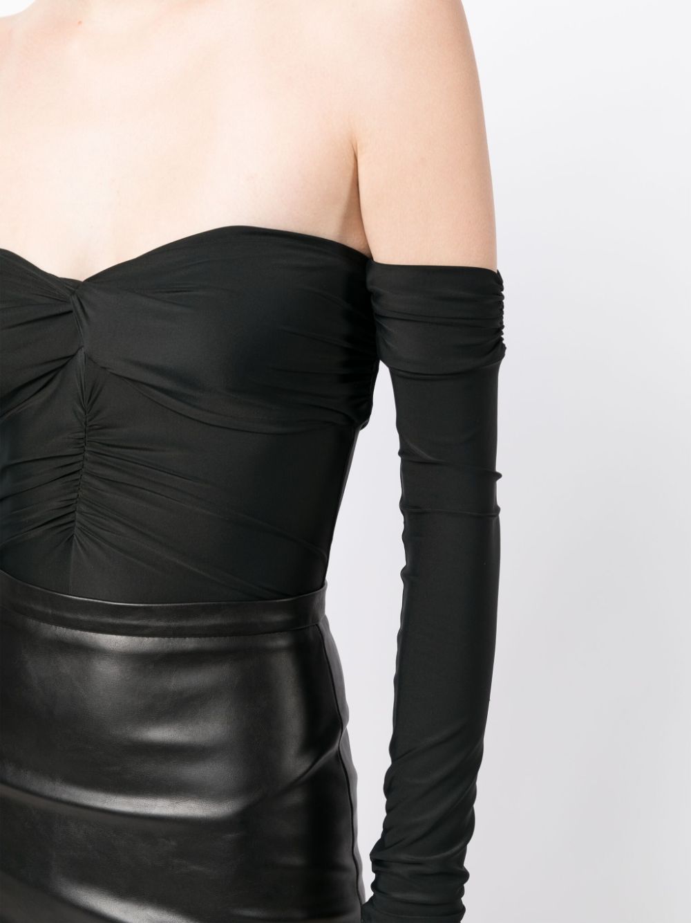 Shop Fleur Du Mal Ruched Off-shoulder Body In Black