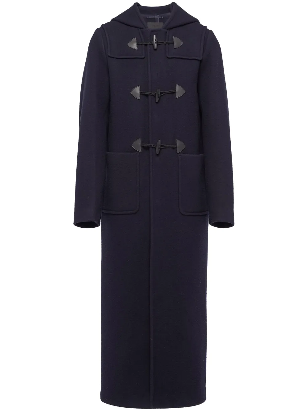 Shop Prada Double-breasted Wool Duffle Coat In Black