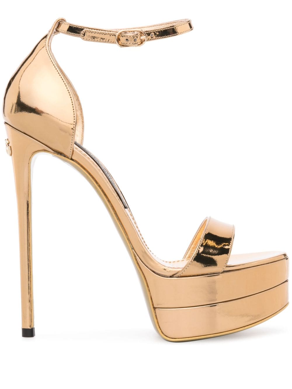 Dolce & Gabbana 145mm Metallic-finish Leather Sandals In Gold