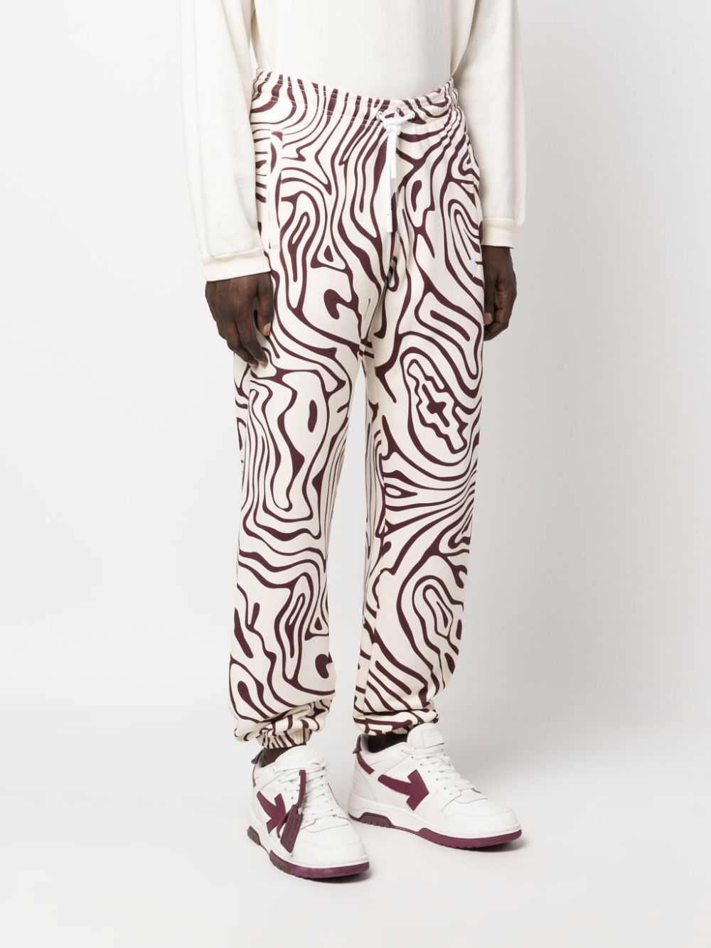 Shop Marcelo Burlon County Of Milan Swirl-print Cotton Track Pants In Red