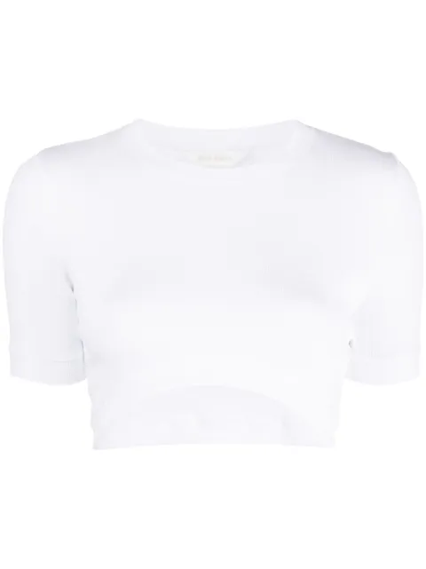 Palm Angels logo-patch cropped T-shirt