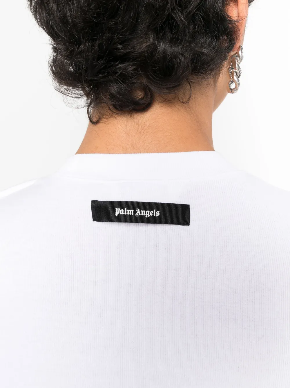 Palm Angels Logo-patch Cropped T-shirt In White