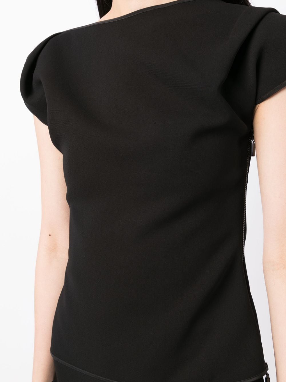 Shop Maticevski Asymmetric Cap-sleeved T-shirt In Black
