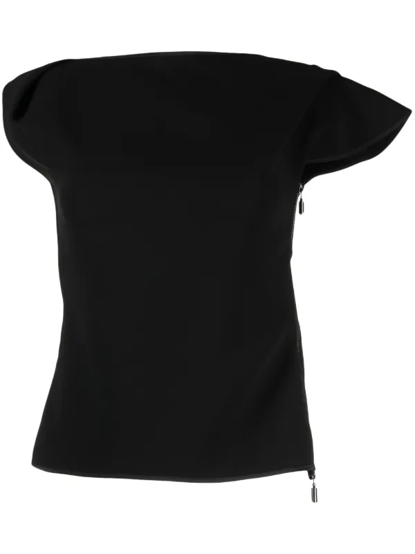 Maticevski Asymmetric Cap-sleeved T-shirt in Black
