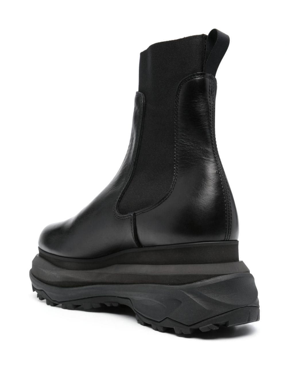 Shop Sacai Chelsea Calf Leather Boots In Black