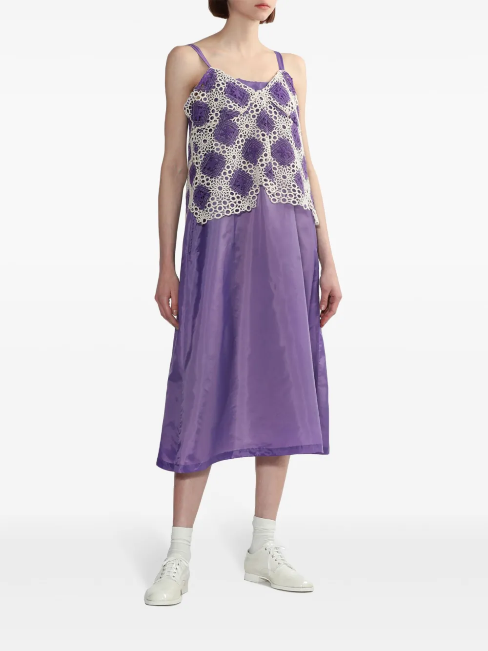 Comme Des Garçons Comme Des Garçons Satijnen midi-jurk met ruches - Paars