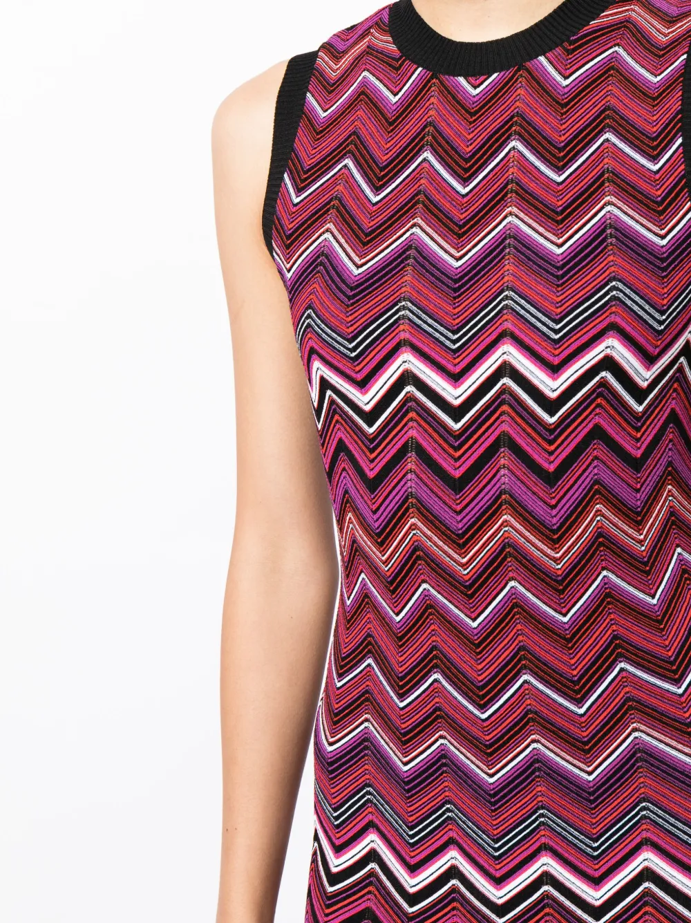 Shop Missoni Sleeveless Chevron-knit Midi Dress In Rot