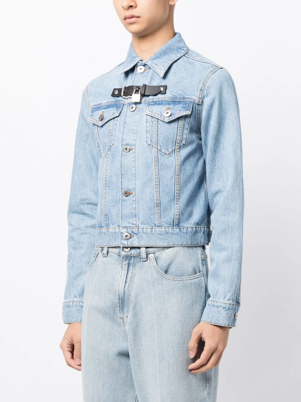 Shop Jw Anderson Padlock-charm Denim Jacket In Blue