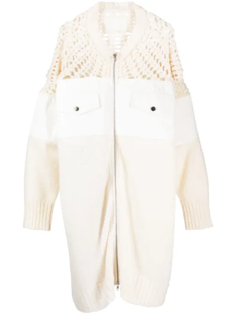 PONDER.ER panelled knitted midi coat