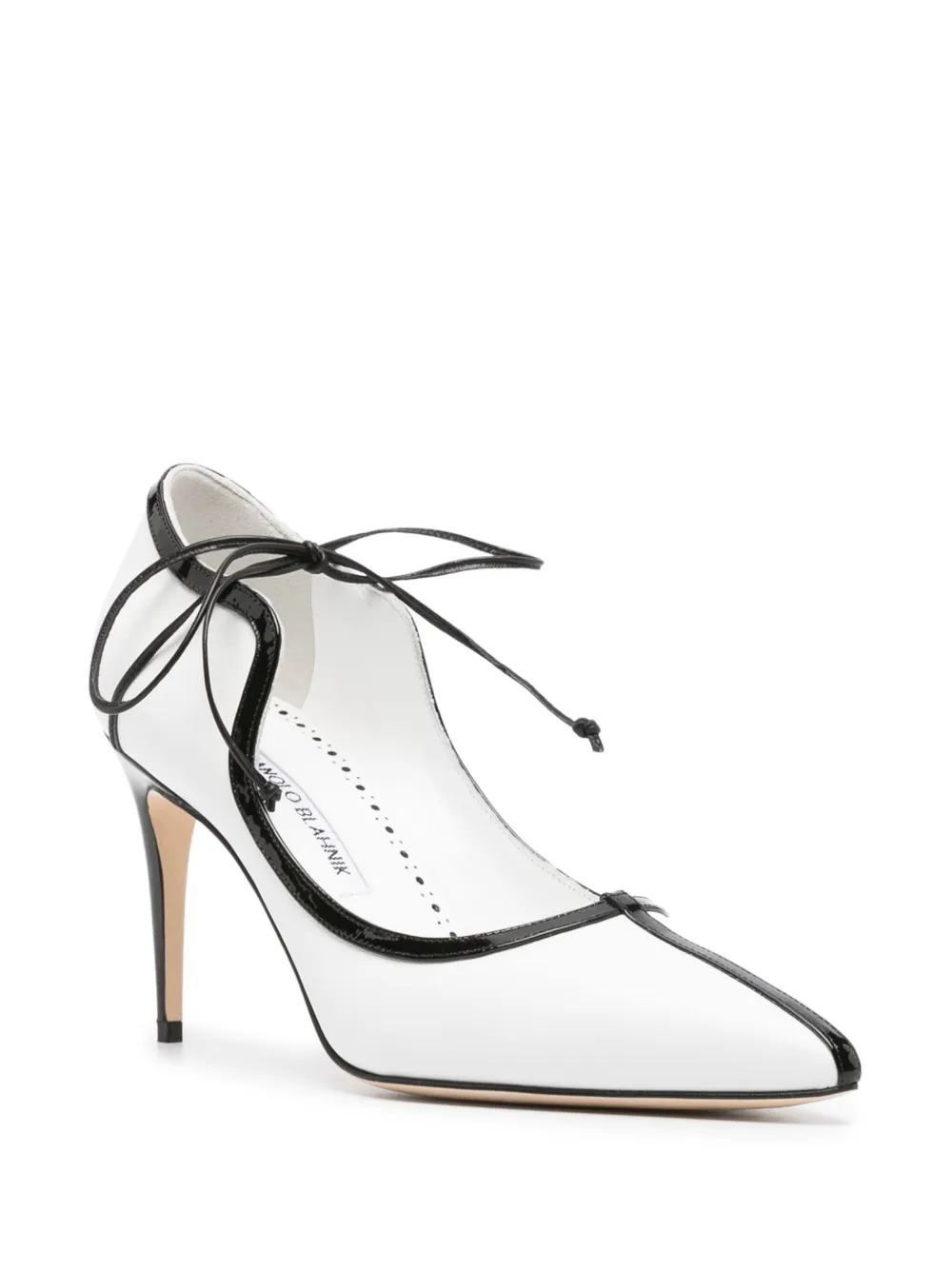 Manolo Blahnik 90mm lace-up leather pumps - Wit