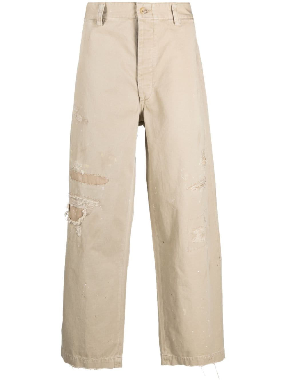 Polo Ralph Lauren Paint Splatter-detail Ripped Jeans In Brown