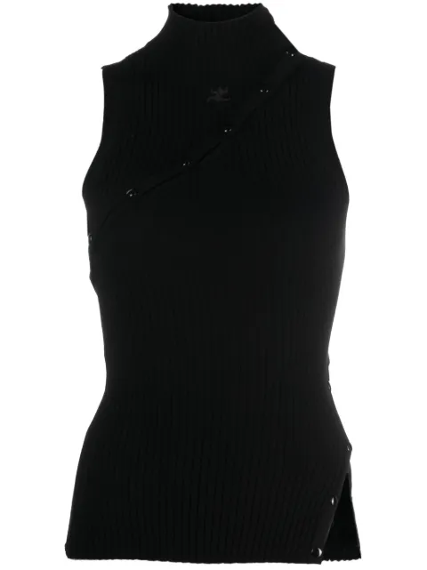 Courrèges logo-embroidered ribbed tank top
