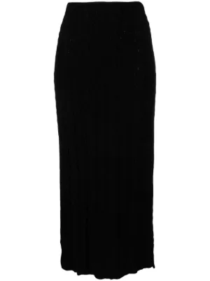High waisted black deals knit skirt