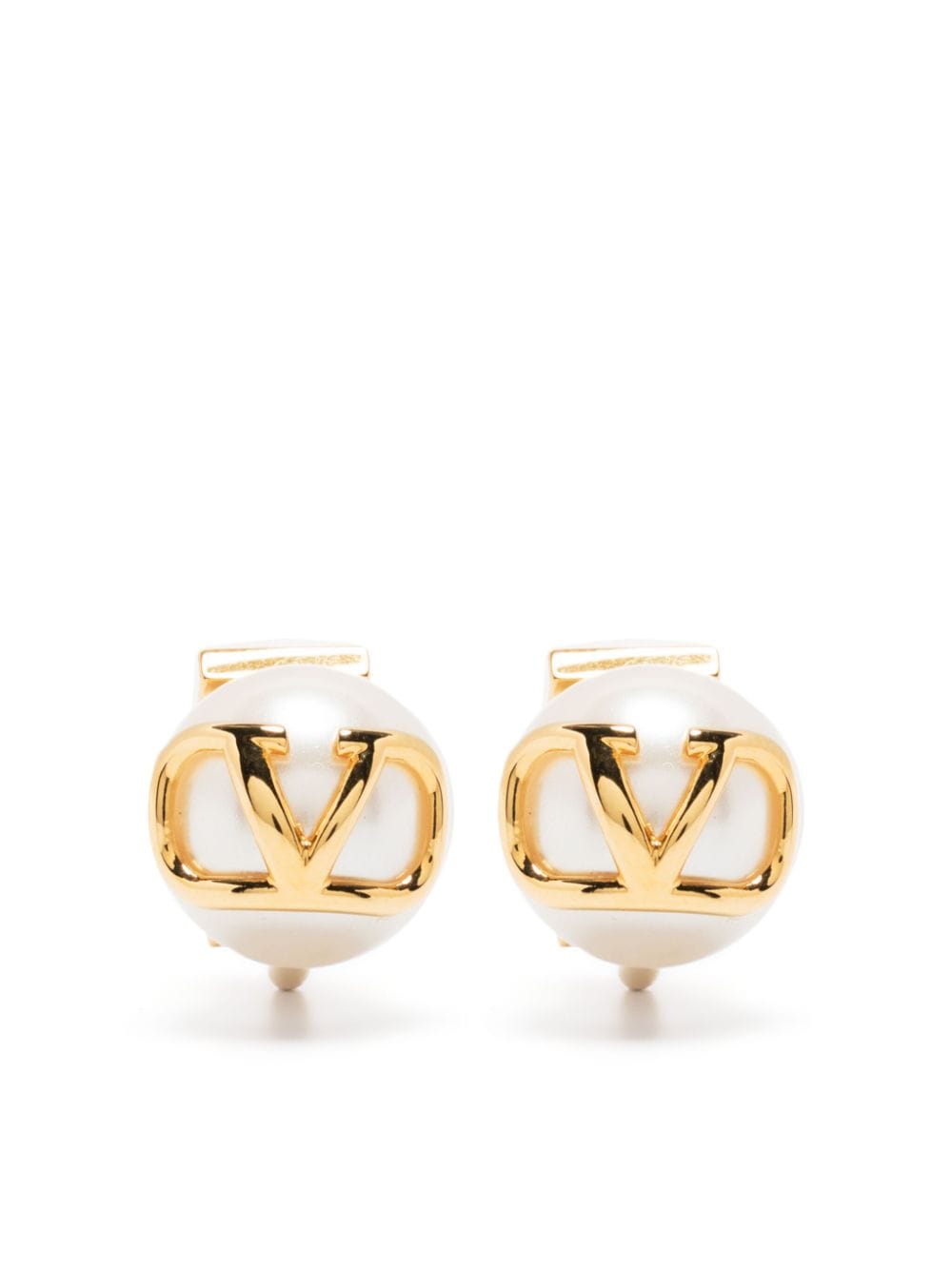 Valentino Garavani Vlogo Signature Faux-pearl Stud Earrings In Gold