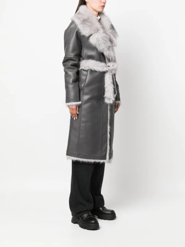 Black fur cheap midi coat