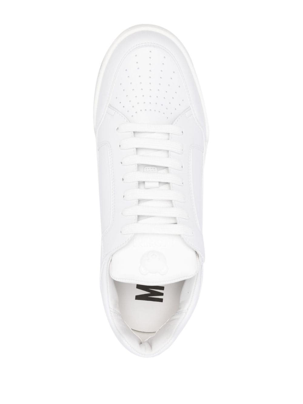 Shop Moschino Leather Lace-up Sneakers In White