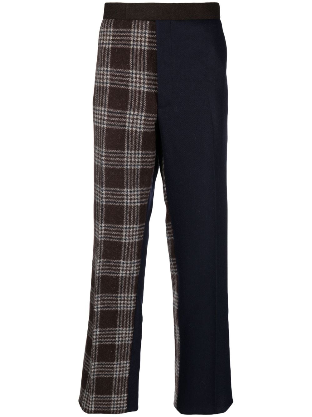 Thom Browne Checked-panel Tailored Trousers In Brown
