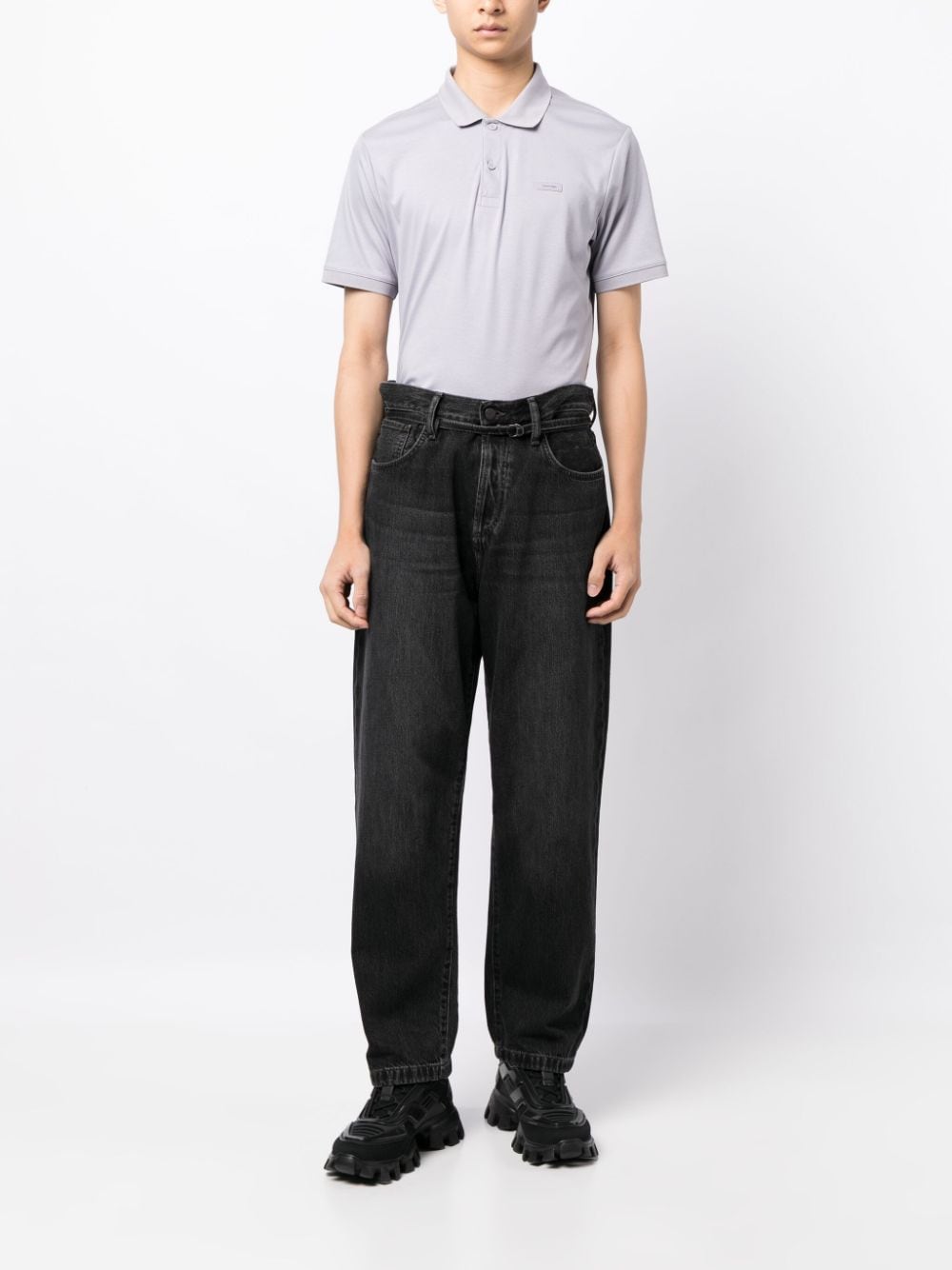 Calvin Klein logo-patch cotton polo shirt - Paars