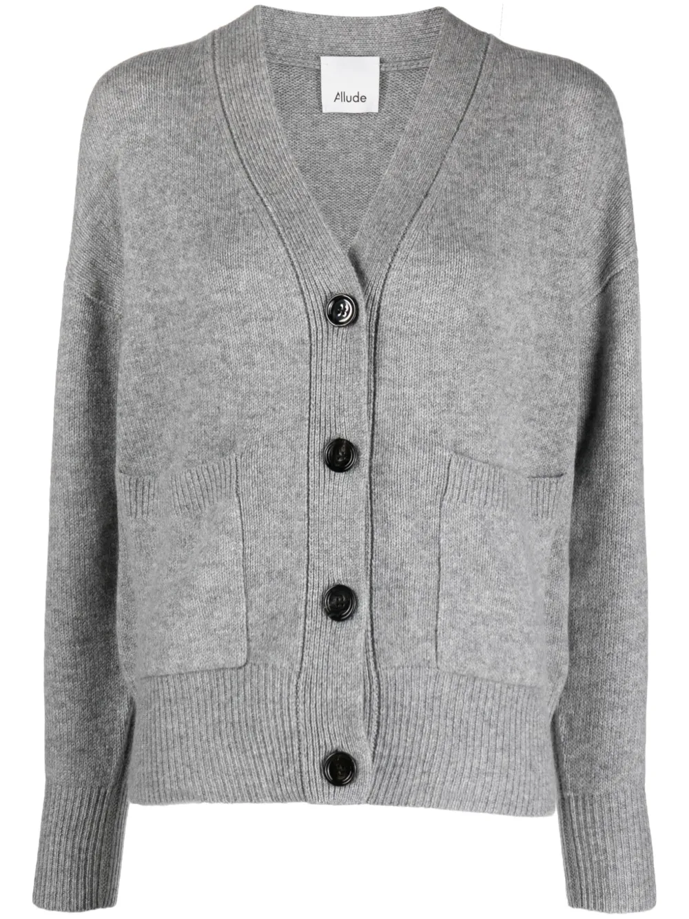 Allude Button-down V-neck Cardigan In Grau