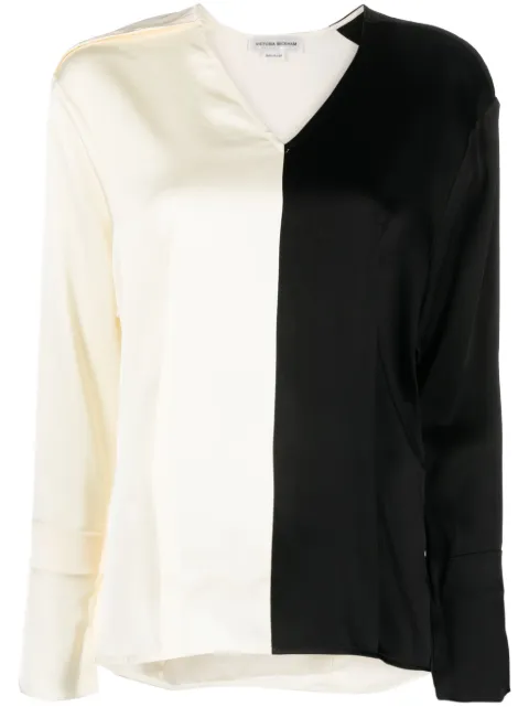 Victoria Beckham colour-block V-neck blouse 
