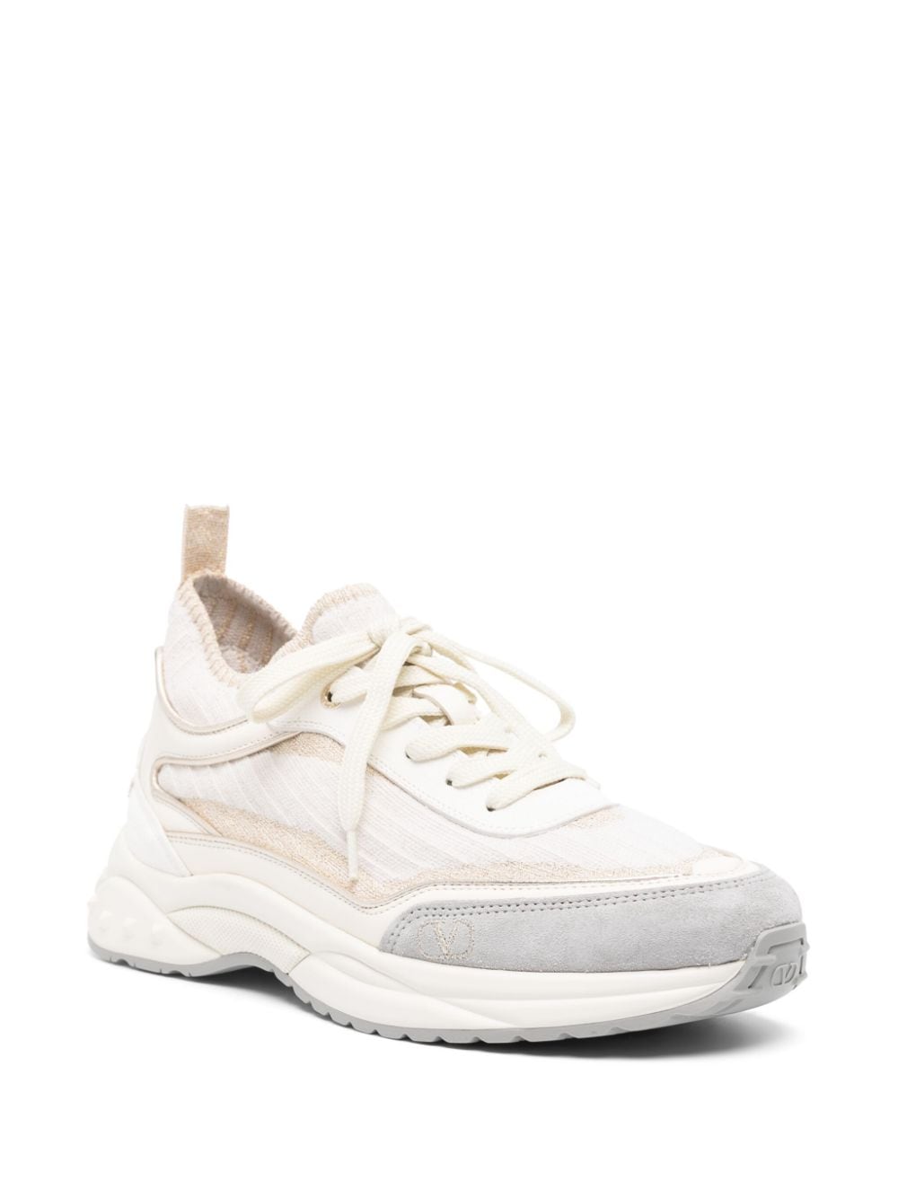 Shop Valentino Low-top Chunky Leather Sneakers In Neutrals