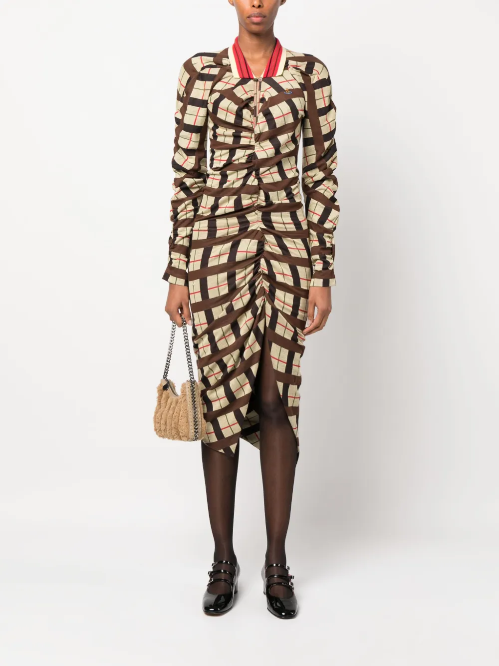 Vivienne Westwood ruched midi dress - Bruin