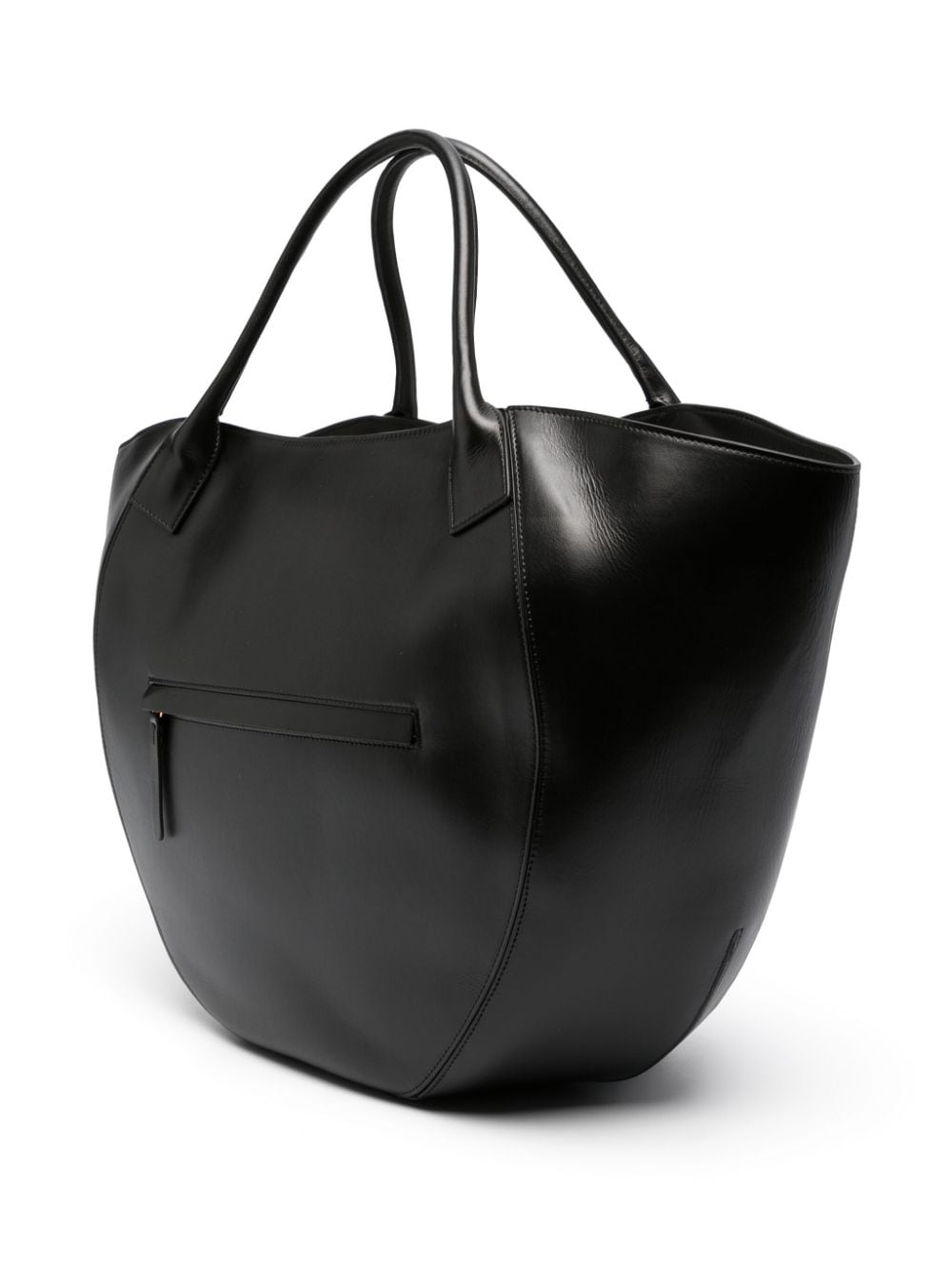 Shop Wandler Logo-stamp Leather Tote Bag In Black