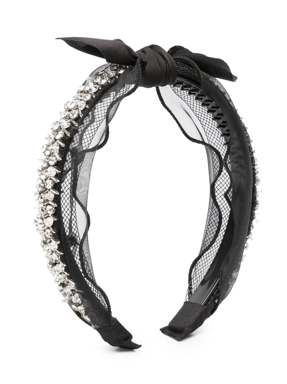 TWINSET Kids crystal-embellishment tulle headband - Schwarz