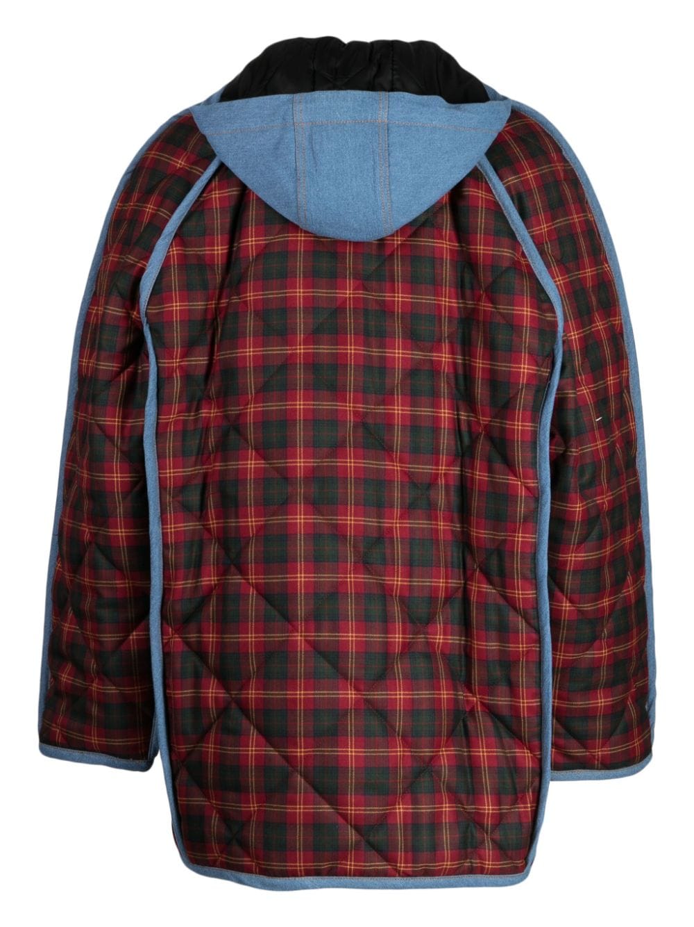 Shop Egonlab Tartan-check Hooded Coat In Red