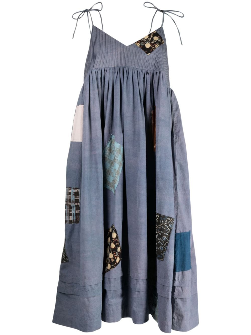 STORY mfg. Daisy patchwork cotton dress - Blu