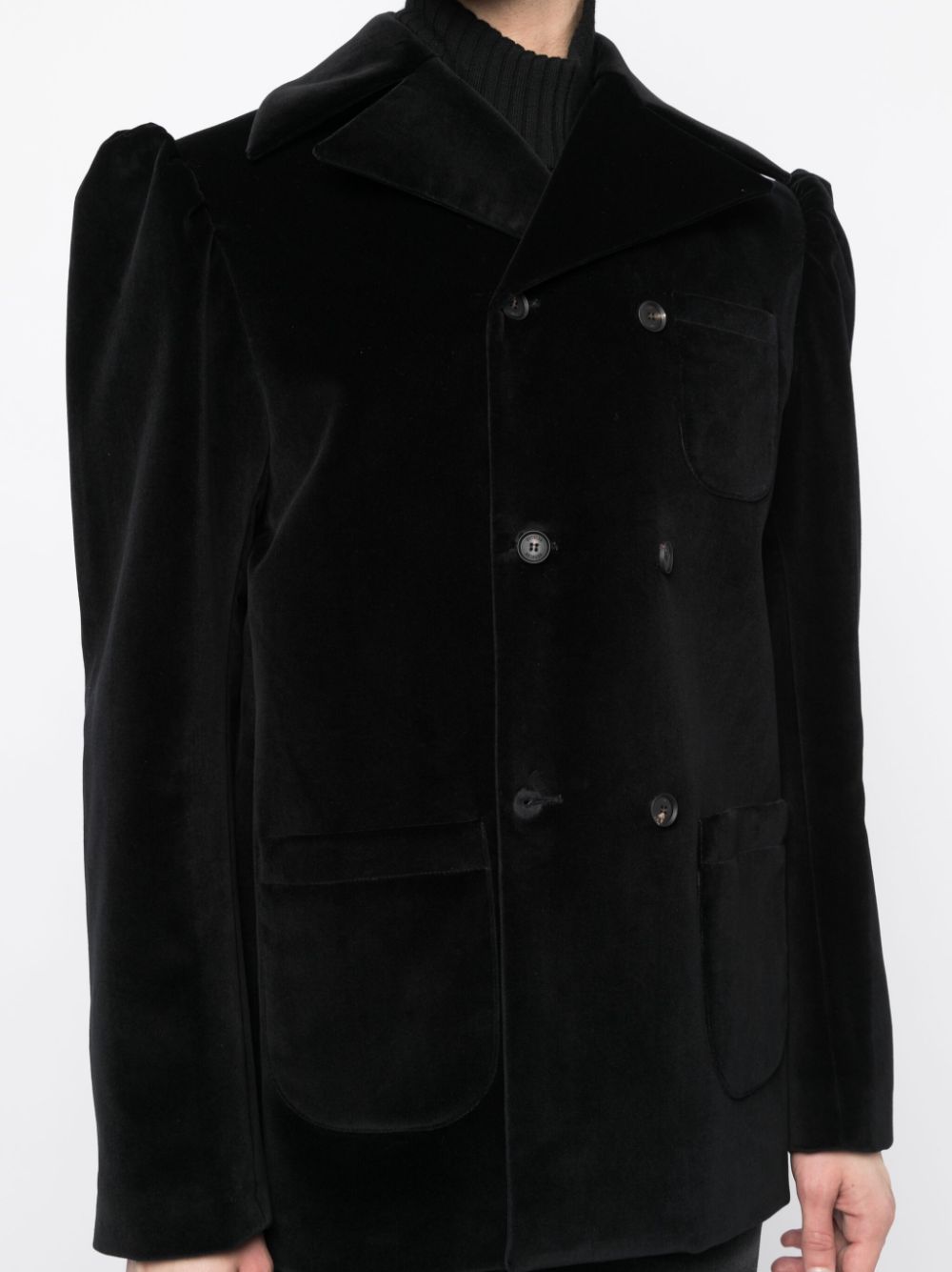 Shop Egonlab Double-breasted Velvet Blazer In Black