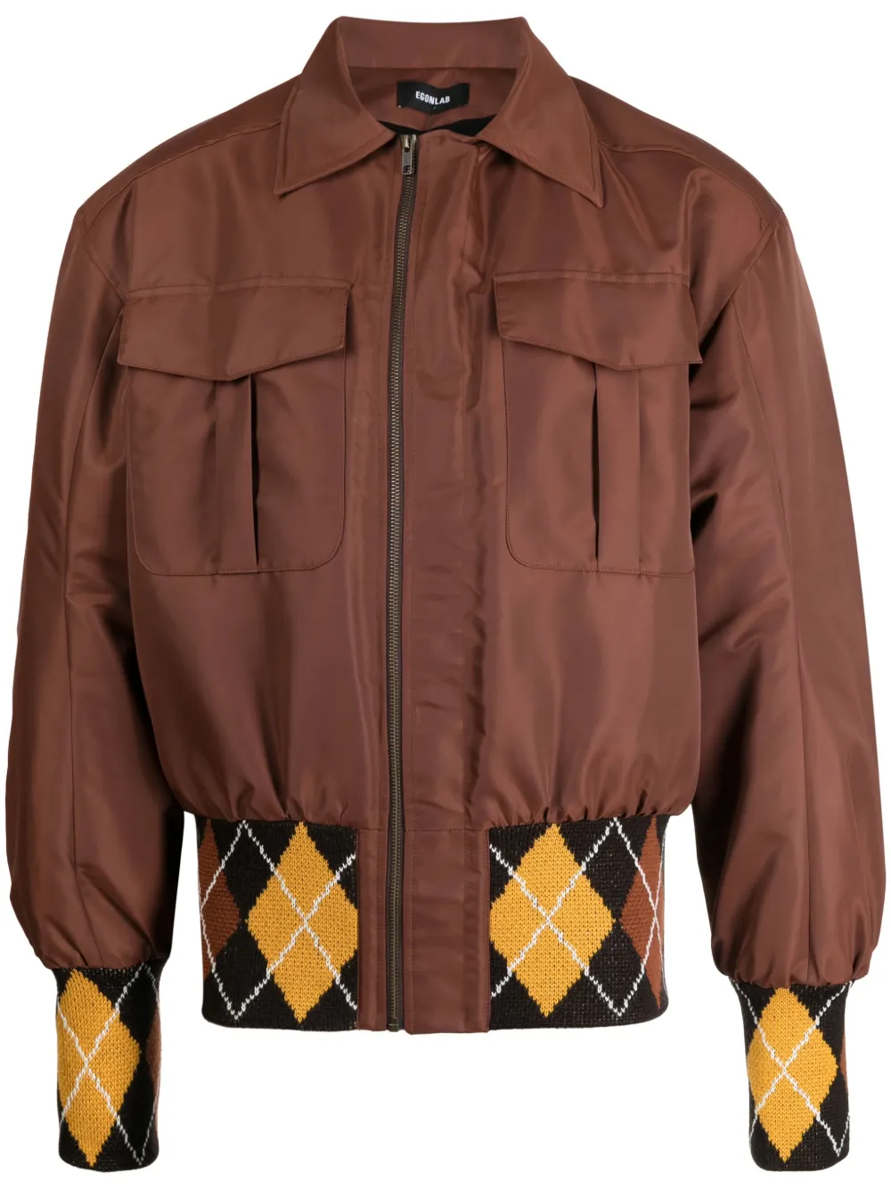 EGONlab. Padded argylepattern Bomber Jacket Farfetch