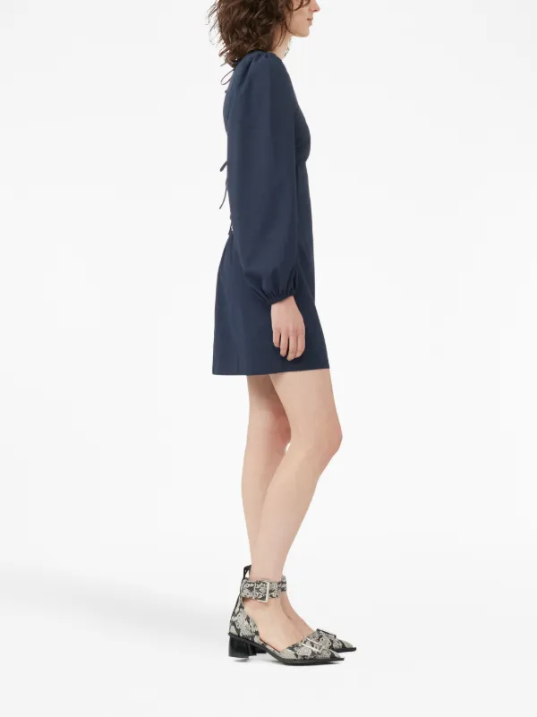 GANNI long-sleeved open-back Minidress | Blue | FARFETCH
