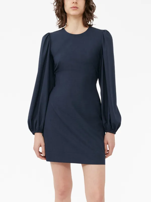 GANNI long-sleeved open-back Minidress | Blue | FARFETCH