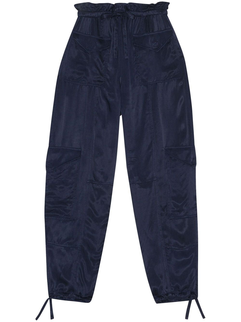 Image 1 of GANNI drawstring satin high-waisted trousers