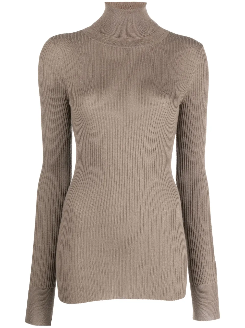 ribbed-knit roll-neck jumper
