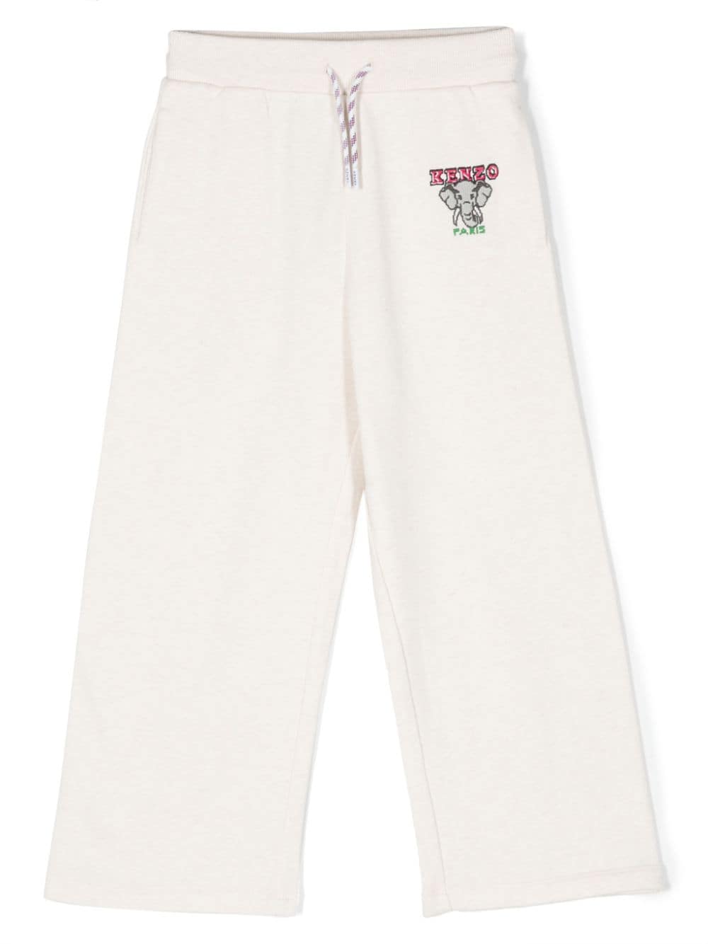 Shop Kenzo Logo-embroidered Cotton Track Pants In Neutrals