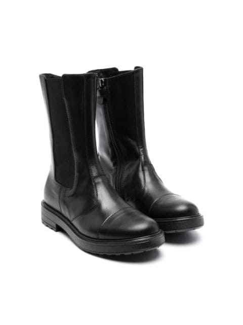 TWINSET Kids logo-debossed leather boots