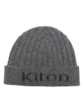 Kiton intarsia-knit logo cashmere beanie - Grey