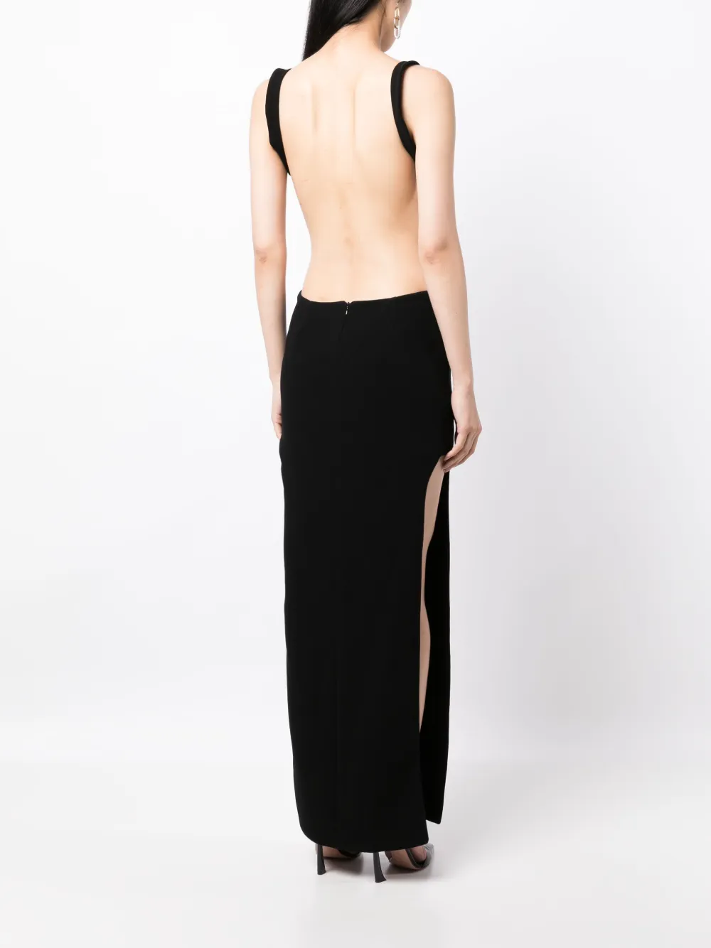 Shop Isabel Sanchis Square-neck Open-back Dress In Schwarz