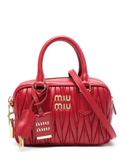 Miu Miu logo-plaque matelassé leather mini bag