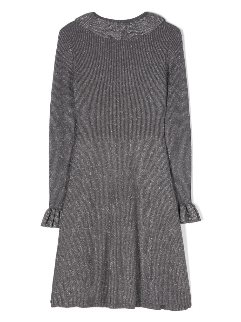 Shop Twinset Ribbed-knit Glitter Dress In Grey