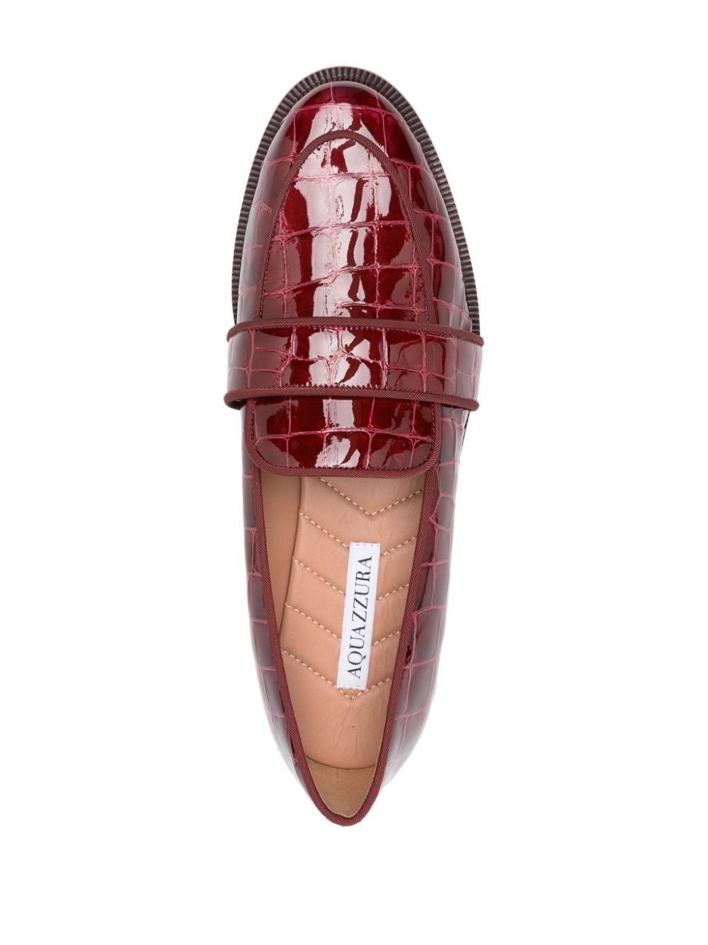 Shop Aquazzura Martin Crocodile-embossed Leather Loafers In Red