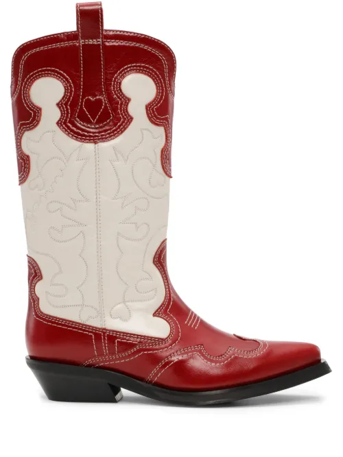 Bottes d'inspiration western en cuir - GANNI - Modalova
