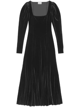 GANNI square-neck Velvet Maxi Dress | Black | FARFETCH CZ