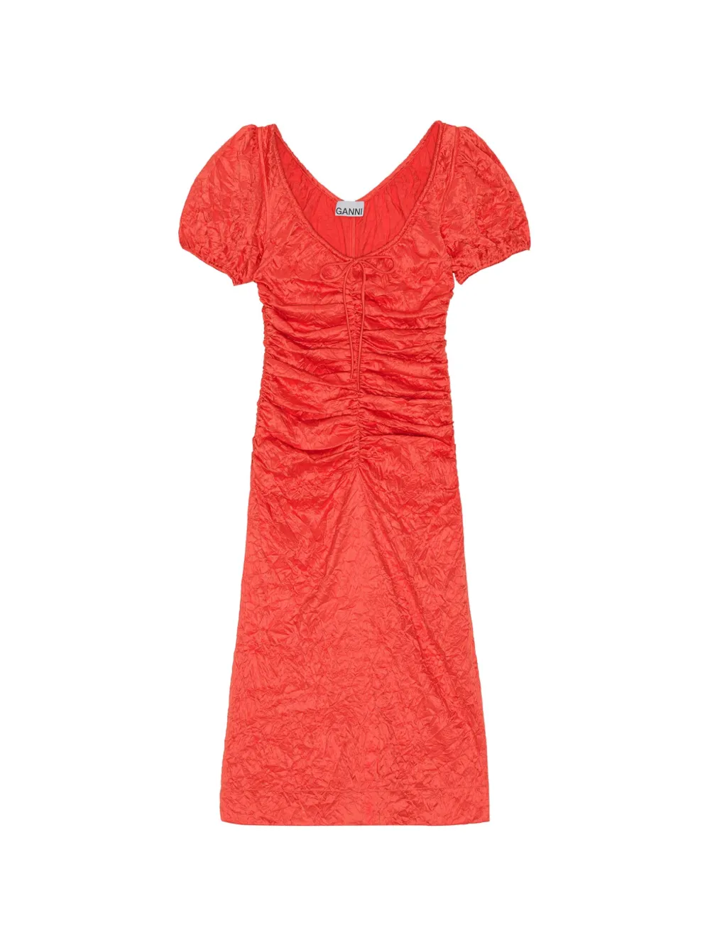 GANNI Midi-jurk met ruches Rood