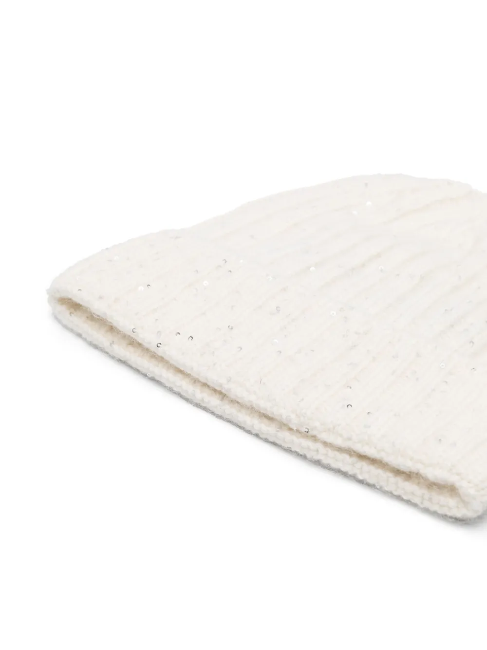 Fabiana Filippi sequin-embellished ribbed-knit beanie - Wit