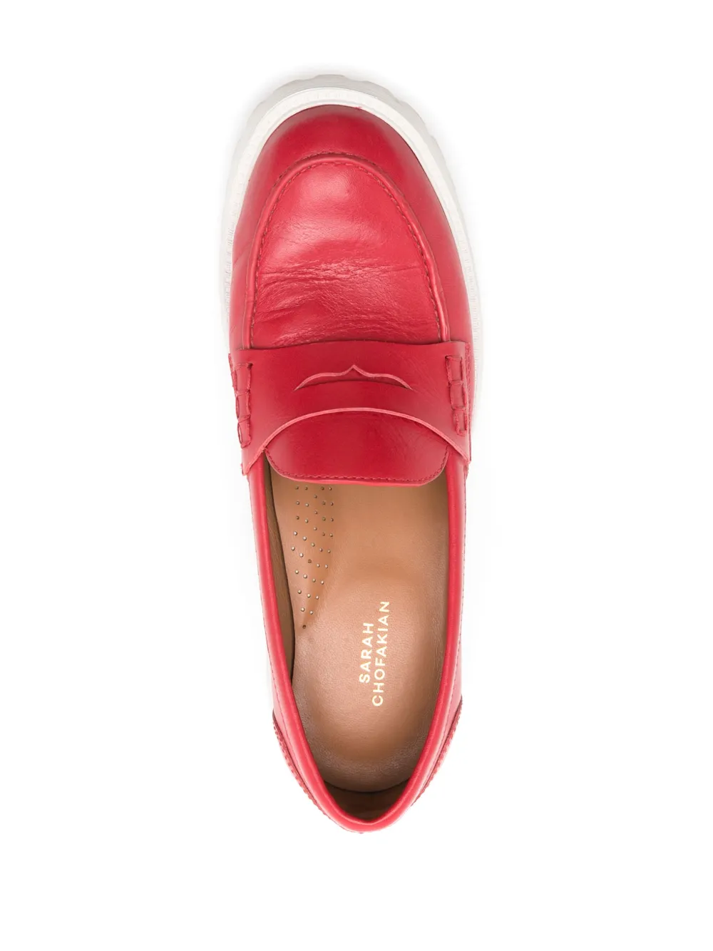 Shop Sarah Chofakian Ully Leather Loafers In Red