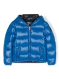 Save The Duck Kids logo-patch padded hooded jacket - Blue